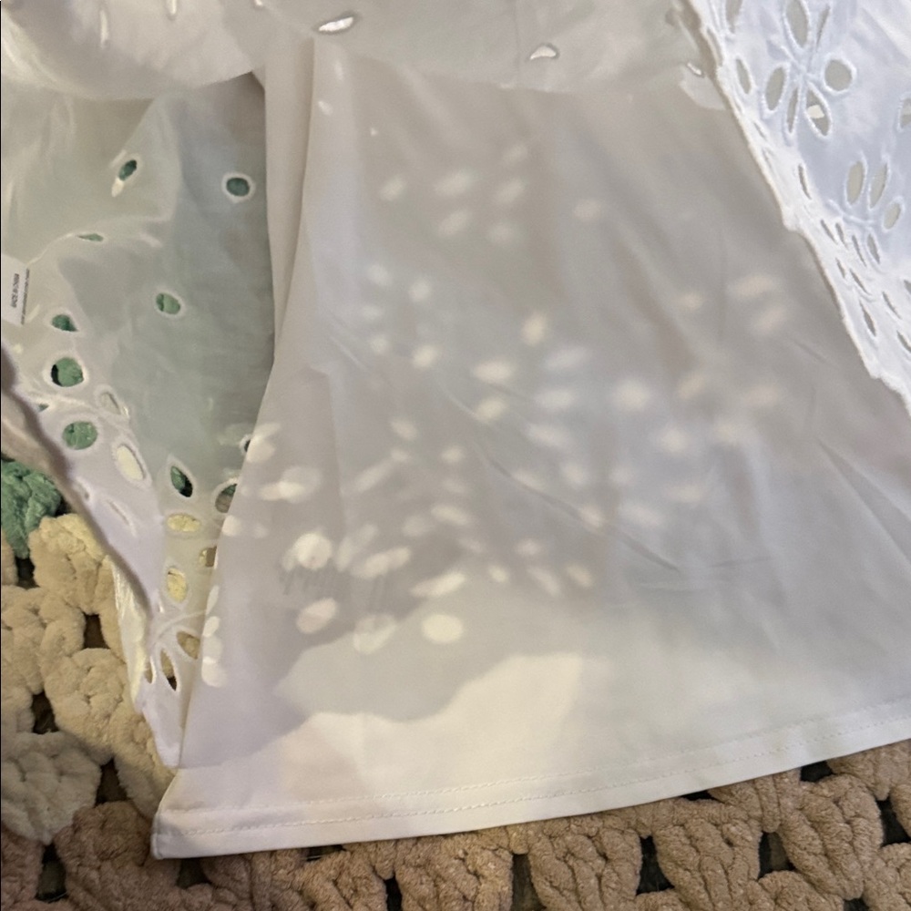Daniel Rainn White Eyelet BoHo Bohemian Peasant Blouse Top Shirt Womans sz Small - Picture 5 of 10